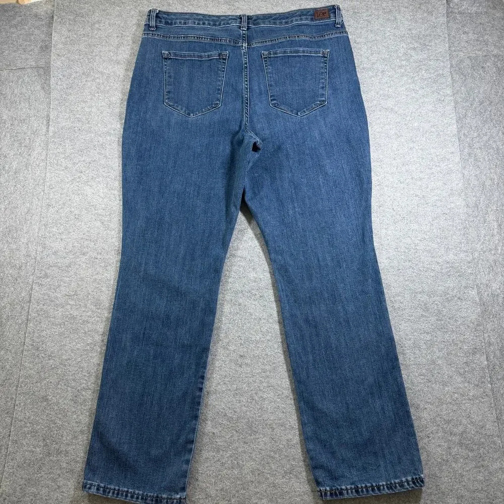Lee Jeans Womens 18 Medium Blue Denim Instantly Slims Relaxed Straight High Rise